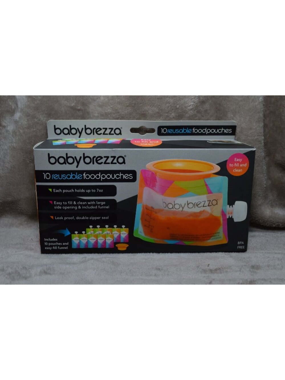 Baby Brezza Reusable Food Pouches 10 Pack Travel Eco Friendly Easy Fill Snack